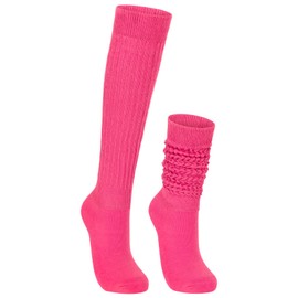 Scrunch Socks Winter Knee High Slouch Socks for Women Soft Extra Long Slouch Boot Socks Girls Stacked Socks 80s 90s 1 Pair Rose Red