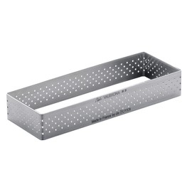De Buyer Industries 3099.30 Tart Ring Rectangular 12 x 4 cm Perforated Straight Edged Stainless Steel