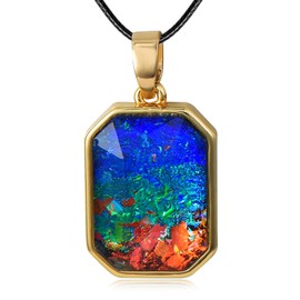 SILBAZ - Collar de vidrio natural para mujer, colgante de vidrio curativo, joyería de vidrio energético, regalo de cumpleaños para ella, Acero inoxidable, Cristal