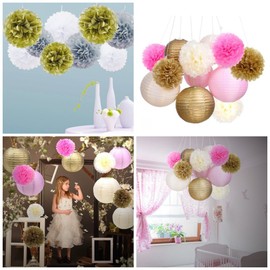 JZK® Paper Flower Balls Fan Lantern Honeycomb Decoration Wedding Baptism Birthday Party etc.