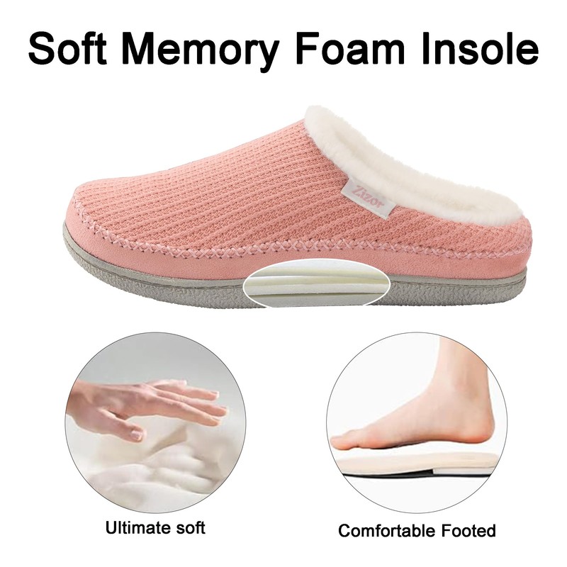 Zizor Women's Moselle Memory Foam Moccasin Clog Slippers (Dusk Pink,