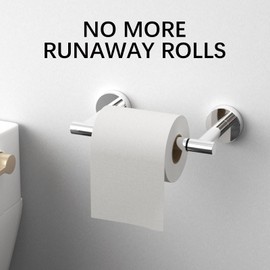 BWE Chrome Toilet Paper Holder Wall Mounted Double Post Pivoting Toilet Tissue Holders SUS 304 Stainless Steel Toilet Roll Holder for Bathroom Kitchen and RV Washroom