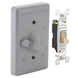 Hubbell 5121-0 Toggle Single Pole 125V, 15A Switch, 1-Gang, Gray