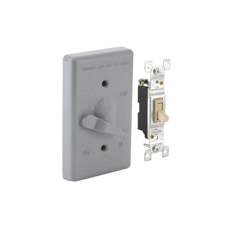 Hubbell 5121-0 Toggle Single Pole 125V, 15A Switch, 1-Gang, Gray