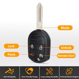 Yewong 2 Pieces Remote Key Fob Shell Case for Ford F-150 2011-2014 F-250 F-350 2011-2016 F-450 2012-2016 for Lincoln Navigator 2014-2017 Mark LT 2011-2014 CWTWB1U793 4 Buttons