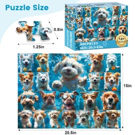 500 Piece Puzzle for Adults, Funny Puppy Animal Jigsaw Puzzles, Fun Cool Silly Puzzle with Underwater Dogs, 500 Pieces Birthday Party for Family Kids and Adults Funny Puzzle for Adults, 20.5×15 in