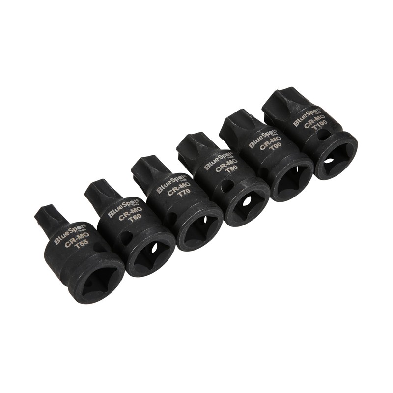 Blue Spot Tools 6 PCE 1/2" Impact Torx Bits (T55-T100)