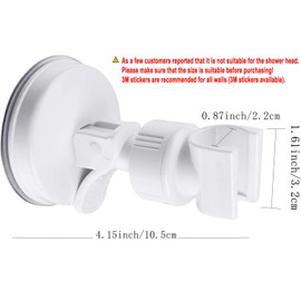 OUO Adjustable Shower Head Holder, Bathroom Suction Cup Handheld Shower Head Bracket, Removable Handheld Showerhead & Wall Mounted Suction Bracket (Pure White)