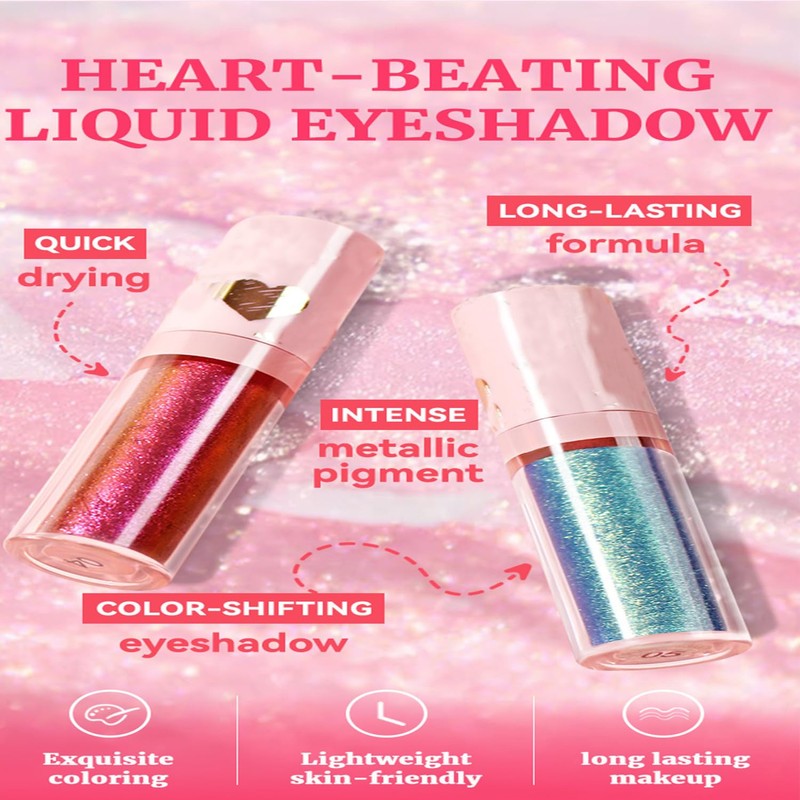 Glitter Eyeshadow Stick with Iridescent Shine, Metallic Liquid Eyeshadow, Chameleon