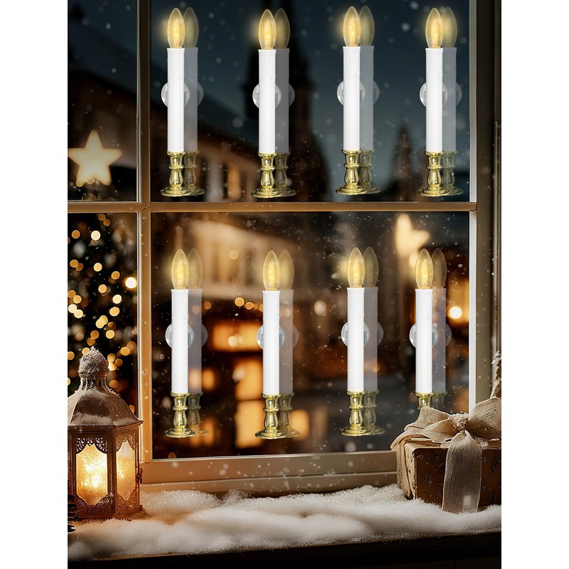 Txcigech 10PCS Christmas LED Window Candles with Timer, Flameless Candle
