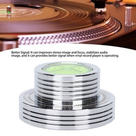 Turntable Stabilizer, LP Disc Turntable Record Weight Record Player Clamp, with Bubble Leveling, for LP Record Player, for Audiophiles, Dj Users, and Fans(Silver)