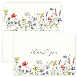 Gooji 4x6 Midsummer Floral Thank You Cards Multipack with Envelopes (Bulk 20-Pack) Matching Peel-and-Seal Envelopes, Wildflower, Weddings, Blank Notes Small Business, Assorted Stationary