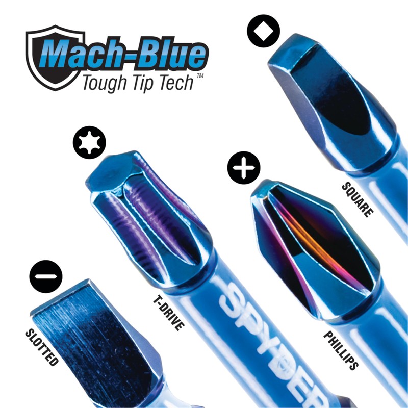 Spyder 15-Piece Drill Bit and Impact Driver Bit Kit, Mach-Blue