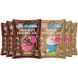 Simple Desserts Frosting Mixes, Sugar-Free, Chocolate & Vanilla Variety 6-Pack – Creamy & Delicious Plant-Based Mix, Keto & Kosher, 1.73 Oz Ea