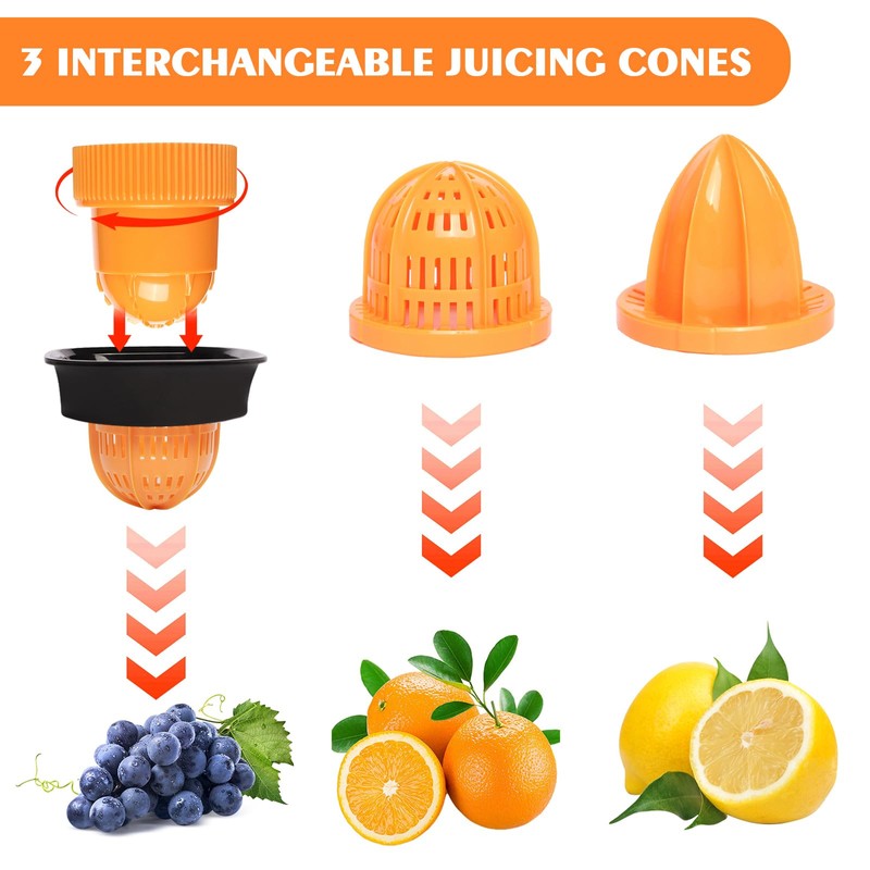 GLADICER Citrus Juicer, 3-in-1 Juicer Manual, Lemon Squeezer, 600ML（20 Ounce）Capacity