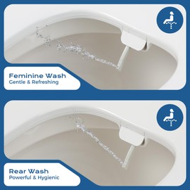 Elongated Bidet Toilet Seat – Non-Electric, Slow-Close Lid, Adjustable Water Pressure, Self-Cleaning Dual Nozzles for Frontal & Rear Wash, Leak-Resistant Brass Inlet, Easy Installation (Elongated)