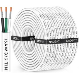 NAOEVO 16 Gauge Marine Wire, 16/3 Triplex Marine Electrical Cable, Waterproof/Insulated PVC/Oxygen-Free Tinned Copper 16 AWG Wire for Boat, Automotive, RV, Solar, LED, Trolling Motor (100FT)