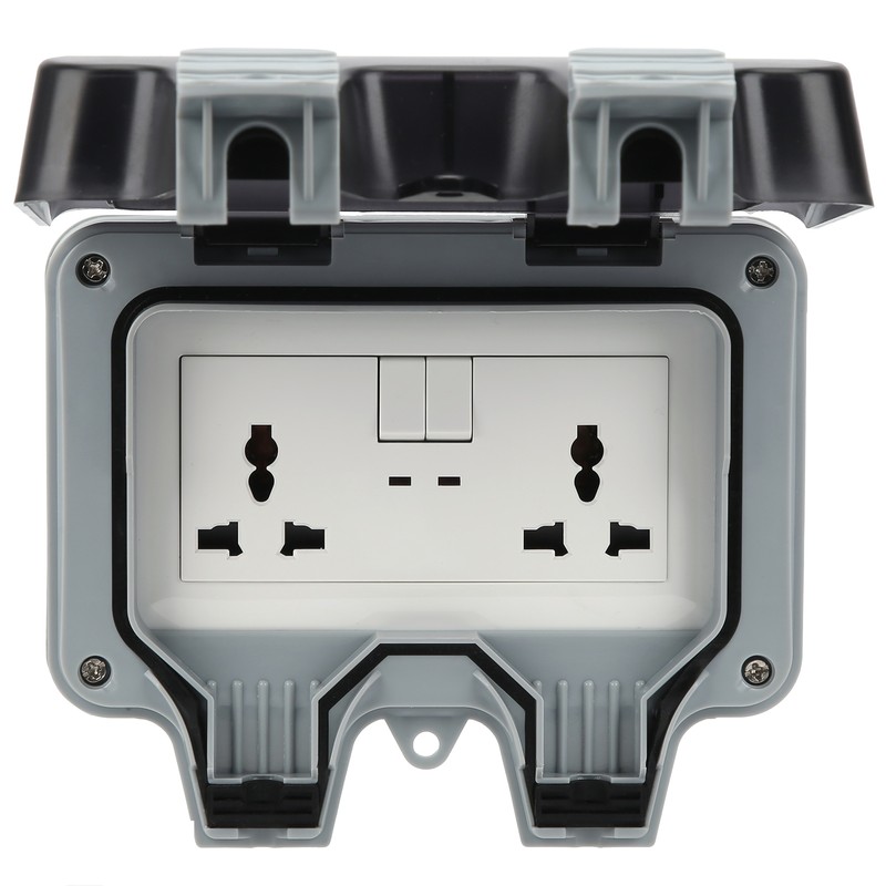 Outdoor Wall Power Socket with 2 3-Hole Socket 2 Switch