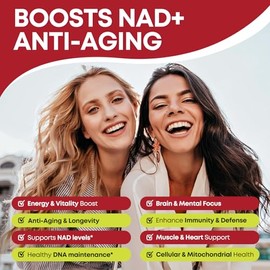 Gomitas NAD+, suplemento liposomal NAD de 1200 mg para mujeres y hombres con trans-resveratrol y extracto de pimienta negra, suplemento antienvejecimi