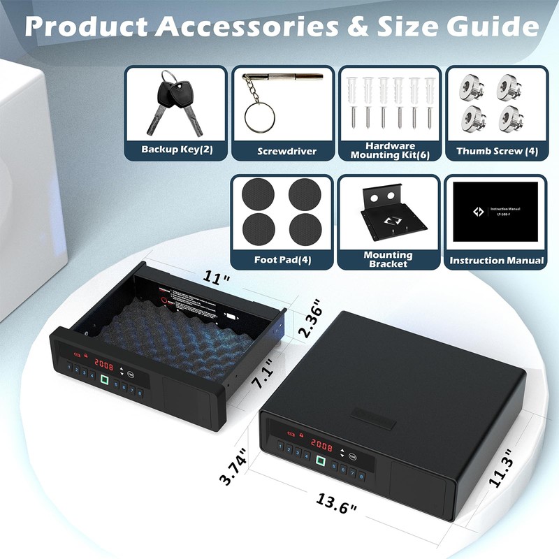 Z ZLJUAN Sliding Away Pistol Handgun Drawer Safe for Two