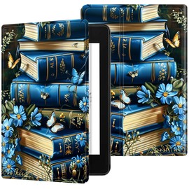 RWUTYTIUL for Kindle Paperwhite 12th Generation 2024 7" Case/Kindle Colorsoft Signature Edition 7" Case, Multi-Angle Viewing Shockproof Smart Protective Case with Auto Wake/Sleep, Purple Blue Book