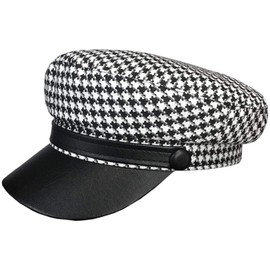 XYIYI Women's Retro Fiddler Hat Newsboy Hats Visor Beret Hat Paperboy Gatsby Painter Bakerboy Hat, Black Houndstooth