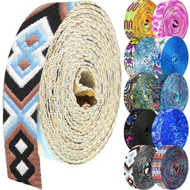 Grosun 1.5 inch Patterned Nylon Webbing Belt Webbing Straps Purse Straps Backpack Straps Nylon Belt for Seatbelt, Bags, Backpacks, Luggage (LL, 10 Yards)