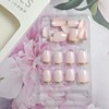 24Pcs Gold French Tip Press on Nails Short Square Fake