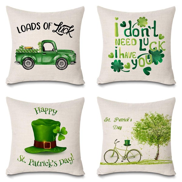 Faromily St. Patricks Day Pillow Covers Green Shamrock Spring Home