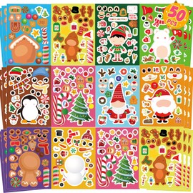 Christmas Stickers for Kids 50PCS Christmas Make Your Own Stickers Christmas Crafts for Toddlers Christmas Games Activities for Toddlers Christmas Sticker Faces for Kids Favors