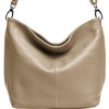 Caspar TL803 Classic Elegant Women's Leather Handbag, taupe, One size