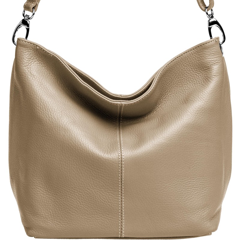 Caspar TL803 Classic Elegant Women's Leather Handbag, taupe, One size