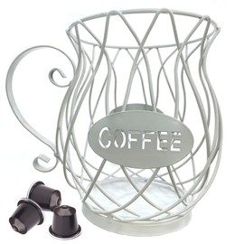 Coffee Capsule Basket, Coffee Pod Holder, Coffee Capsule Storage Basket, Coffee Pod Holder Storage Basket for Multiple Capsules, Espresso Holder, Coffee Capsule Stand Kitchen Storage Holder (White)