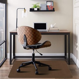 Arthome 90 x 140 cm Chair Mat, Brown Office Chair Mat for Hardwood Floor, Low Pile Carpet, Non-Slip Floor Protection Rug