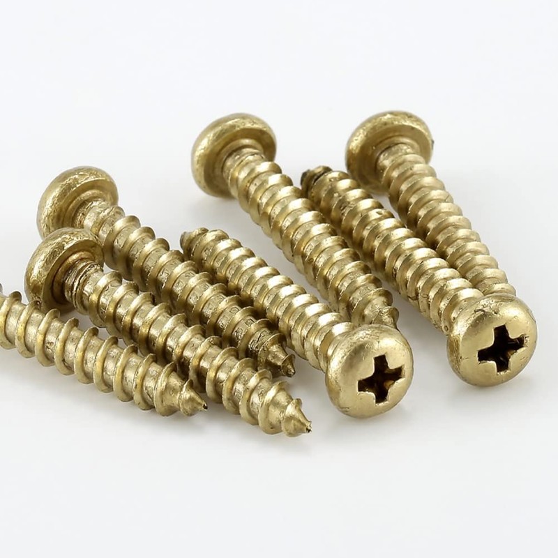 CONPHERON Brass Self-Tapping Screws Round Head Tapping Screws Round Head