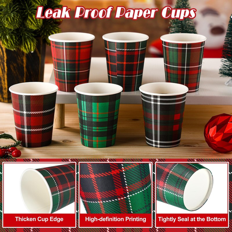 90 Pcs Christmas Paper Cups 9 oz Disposable Christmas Red