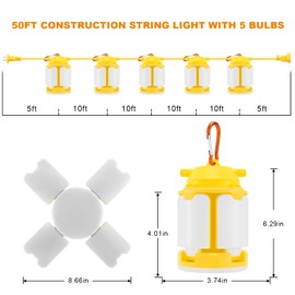 100FT LED Construction String Lights, 300W 30000LM Super Bright LED String Work Lights, Construction Temporary Lights for Construction Sites, Temporary Work, Job site, Indoor and Outdoor Lighting