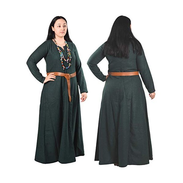 Wilma Medieval Viking Wool Dress by Calvina Costumes - Made in Turkey, GRN-S Green