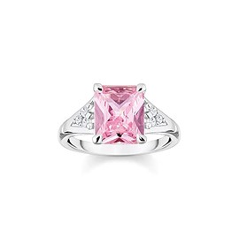THOMAS SABO TR2362-051-9 Women's Ring with Pink and White Stones 925 Sterling Silver, Sterling Silver