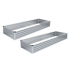 MGNO 2pcs 8x4x1FT Galvanized Raised Garden Bed-Outdoor Planter Box for Vegetables-Metal Garden Bed,Rectangle Planting Box for Herb,Flower