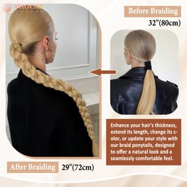 PHOCAS Dark Blonde Ponytail Hair Extension Long Ponytail Extension Blonde Hair Extensions 32'' Synthetic Hairpiece for Women(Dark Blonde)