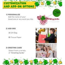 DolliBu Pink Rose Stingray Stuffed Animal with Green Plush Shamrock and Name Personalization, Fun St Patricks Day Stuffed Animal Stingray, Cute Good Luck St Patricks Day Toys for Kids, Baby - 15 Inch