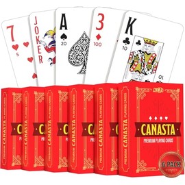 Naipes de Canasta de mano y pie, 6 barajas, índice jumbo