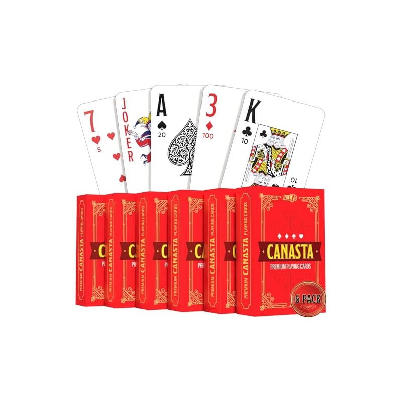 Naipes de Canasta de mano y pie, 6 barajas, índice
