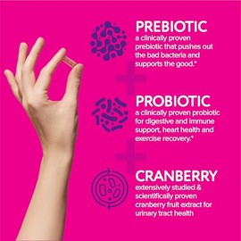 Florajen Suplemento De Probióticos, Prebióticos Y Arándanos Vaginales Para Mujeres, Para Reforzar El Sistema Inmunológico Y La Salud Digestiva, 30 Cáp