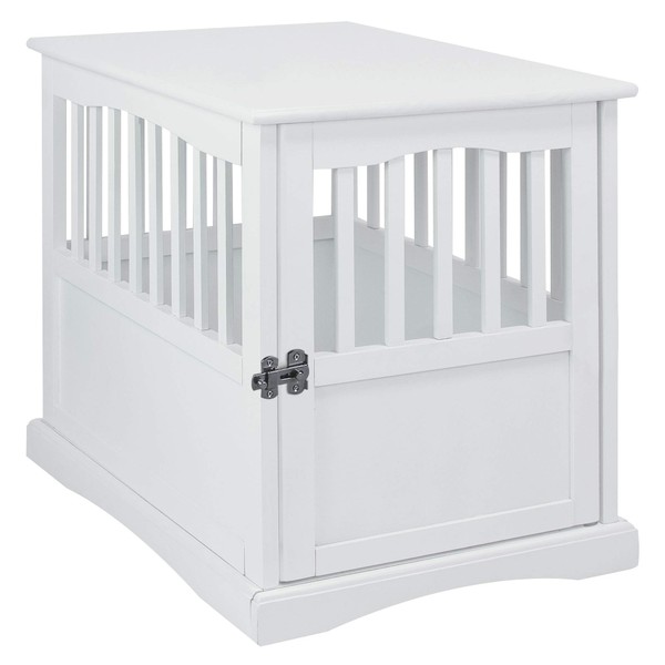 Casual Home Wooden Pet Crate, End Table, Medium, New White
