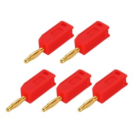 sourcing map 5 Pcs 2mm Banana Plugs, 10A 7mm OD 26.5mm Length Speaker Wire Cable Plugs Connectors, Banana Jack Connector for Speaker Wire Audio Cable, Red