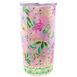 Lilly Pulitzer 20 Oz Insulated Tumbler with Lid, Stainless Steel Travel Cup, Double Wall Metal Tumbler (Via Amore Spritzer)