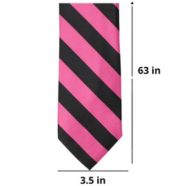 tiemart Extra Long Striped Tie (Hot Pink and Black)