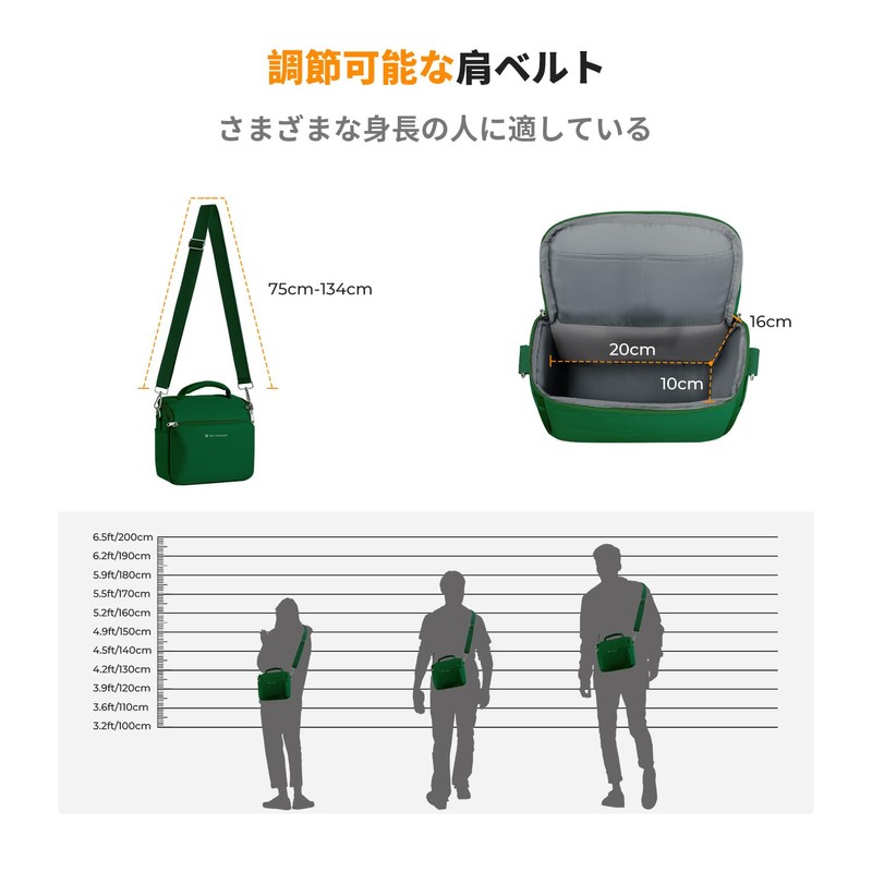 K&F Concept カメラバッグ ショルダーバッグ カメラショルダーバッグ おしゃれ 一眼レフカメラバッグ 5L 仕切り付き 撥水加工